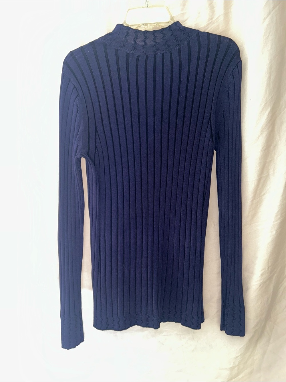 Navy/Indigo Ribbed Long-Sleeve Knit Sweater - Picture 3 of 10